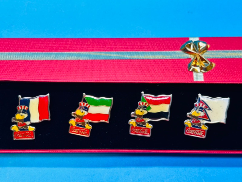 Photo 1 of 811234…4 vintage Coca Cola Olympic flag  pins in gift box