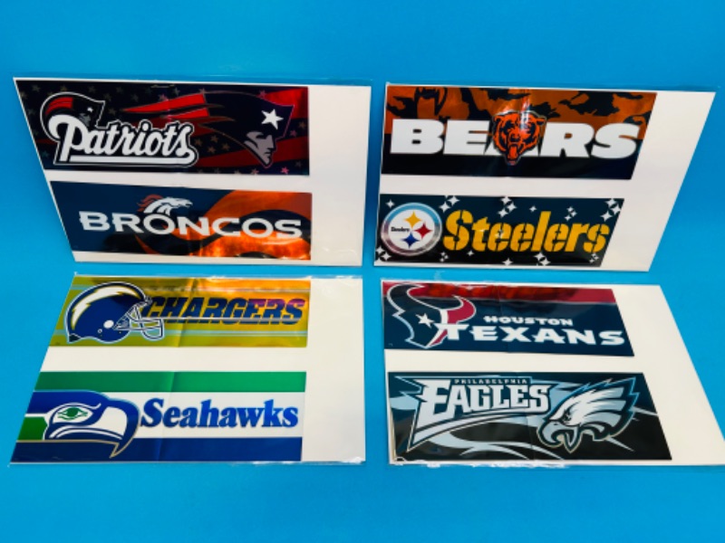 Photo 1 of 811250…8 vintage chrome football bumber stickers in plastic 