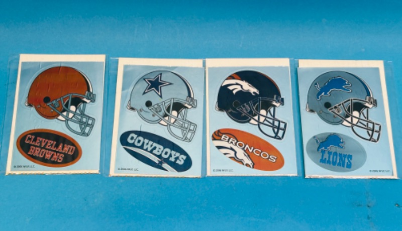 Photo 1 of 811259…4 vintage chrome football vending decals in plastic sleeves 