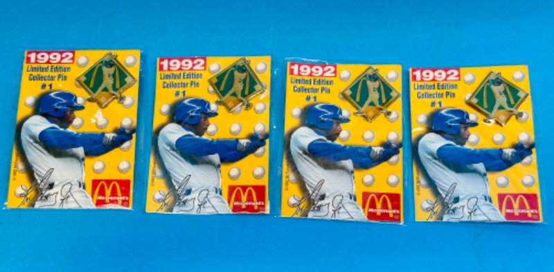 Photo 1 of 811264…4 sealed McDonald’s 1992 Ken Griffey Jr. collector pins 