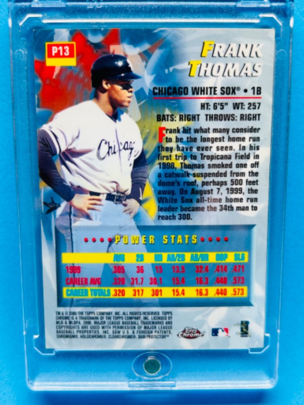 Photo 2 of 811281…Frank Thomas Topps Chrome card P13 in hard plastic case 