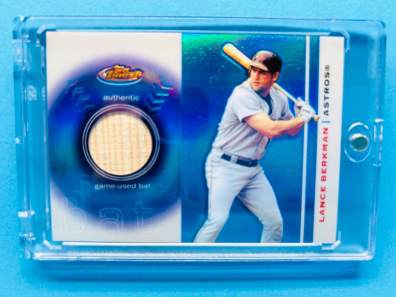 Photo 1 of 811283…Lance Bergman authentic game used bat card Topps Finest in hard plastic case 