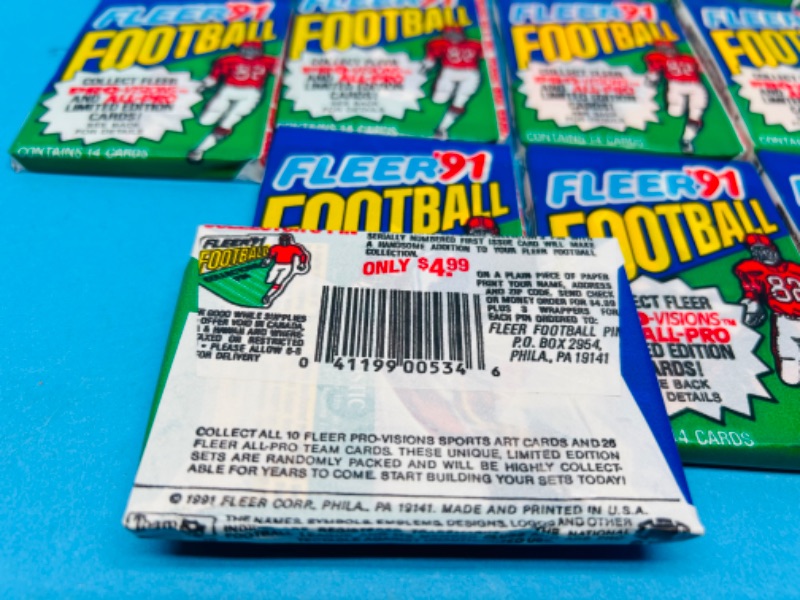 Photo 2 of 811286…12 sealed 1991 Fleer football limited edition card wax packs-14 cards in each