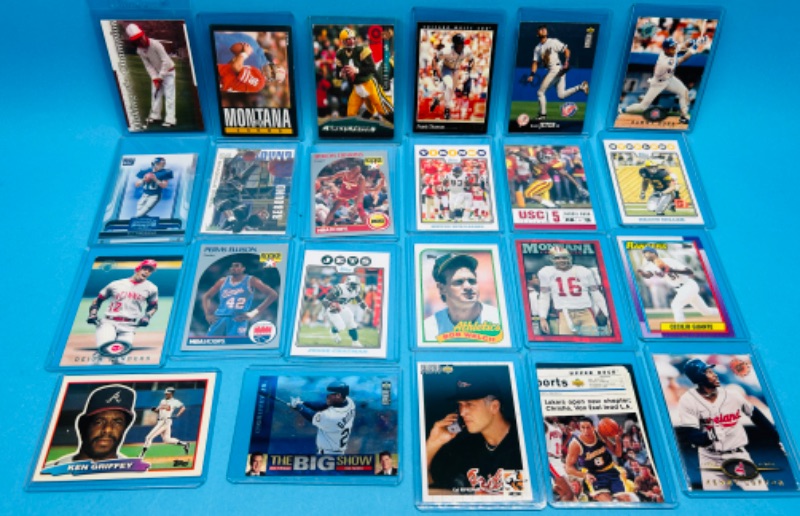 Photo 1 of 811292…23 collectible sports cards in hard plastic sleeves 