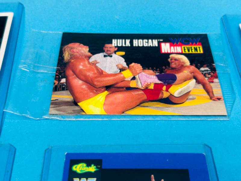 Photo 2 of 811341…vintage WWF classic wrestling cards and Hulk sealed pack in sleeves 