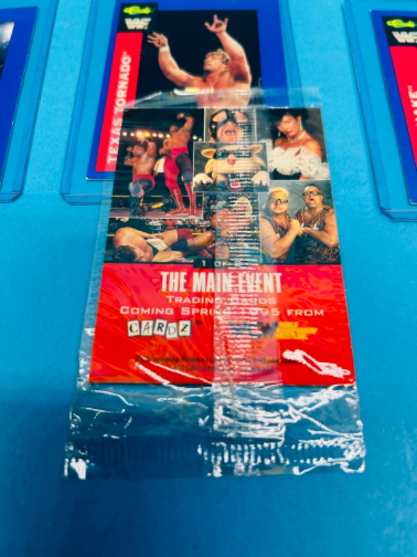 Photo 3 of 811341…vintage WWF classic wrestling cards and Hulk sealed pack in sleeves 