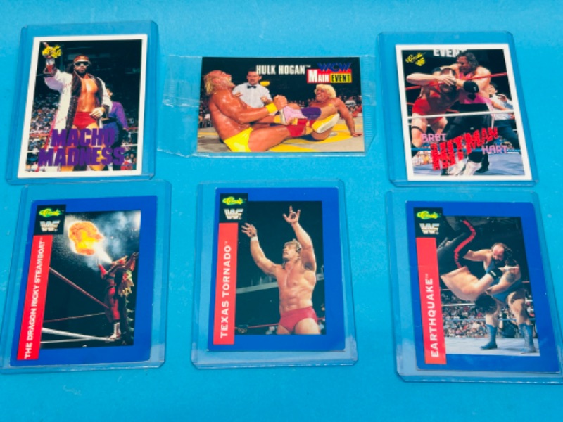 Photo 1 of 811341…vintage WWF classic wrestling cards and Hulk sealed pack in sleeves 