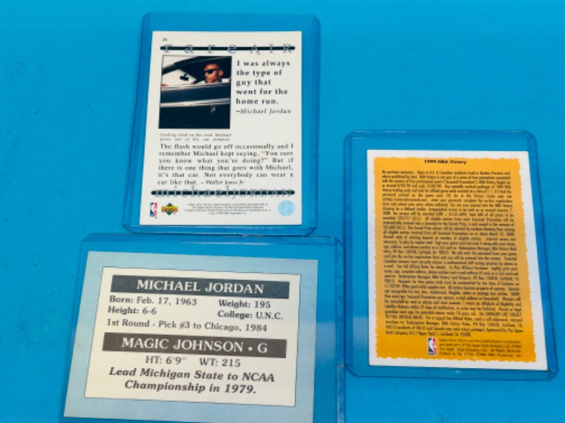 Photo 2 of 811343…3 Michael Jordan cards in hard plastic sleeves 