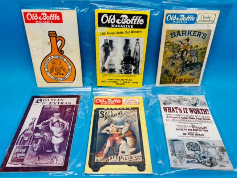 Photo 1 of 811371… 6 vintage bottle magazines in plastic sleeves -some wear, stains, rips