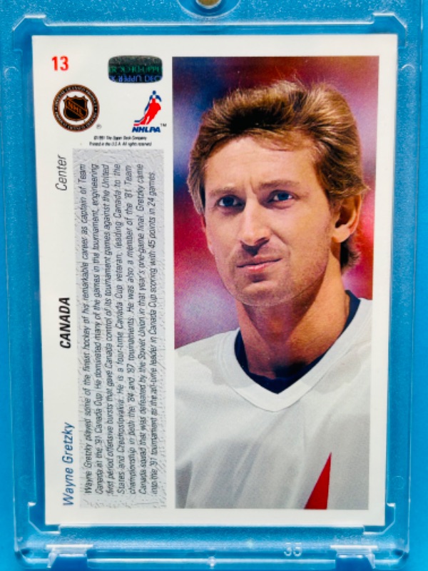 Photo 2 of 811372…upper deck Wayne Gretzky card 13 in hard plastic case