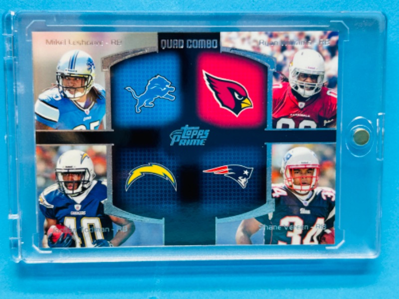 Photo 1 of 811373…topps prime quad combo football card  in hard plastic case