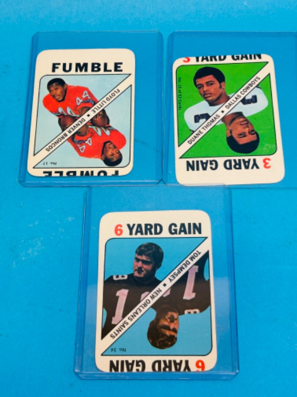 Photo 2 of 811381…3 vintage error cut football cards in hard plastic sleeves 