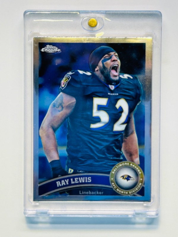 Photo 1 of 811409…Topps Chrome Ray Lewis card 2 in hard plastic case