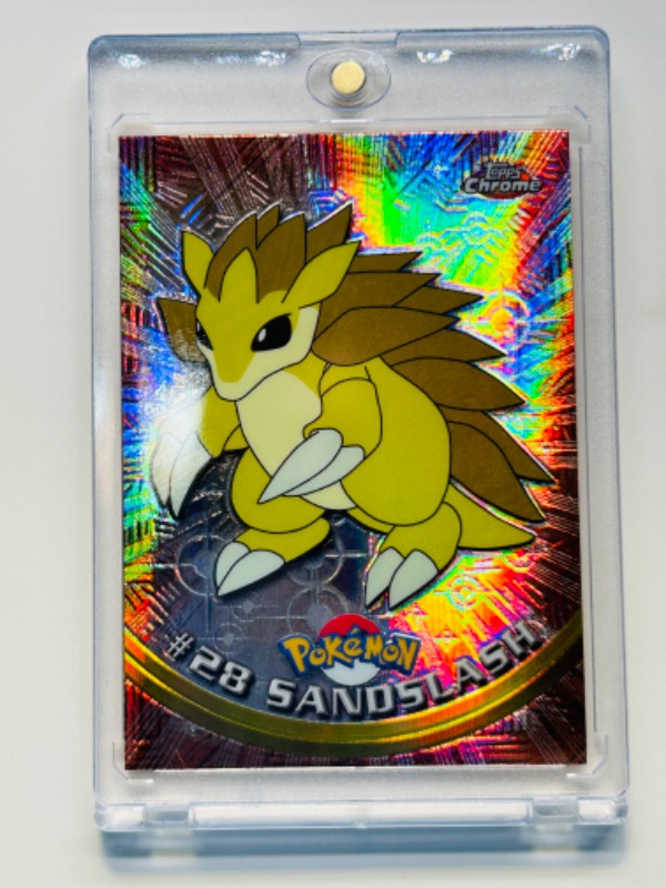 Photo 1 of 811413…topps chrome Pokémon #28 Sandslash card in hard plastic case