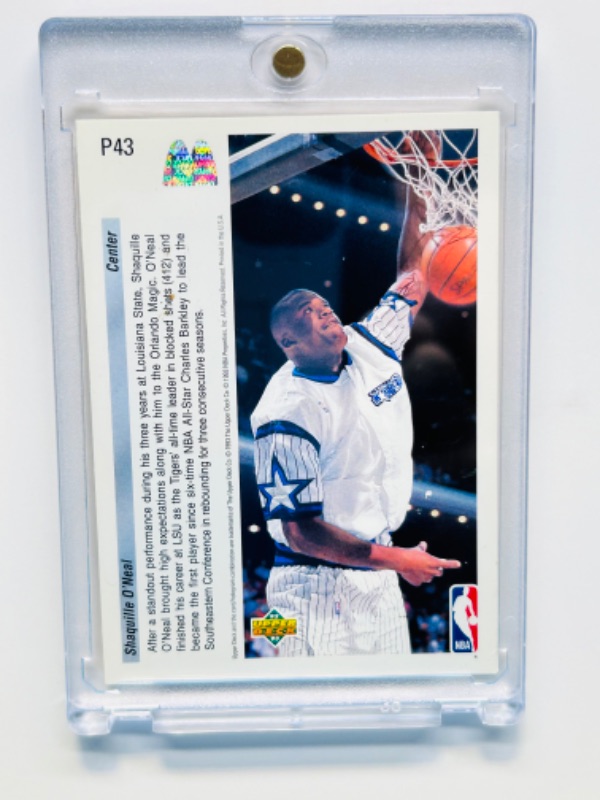 Photo 2 of 811418…future force Shaquille O’Neal rookie card P 43 in hard plastic case