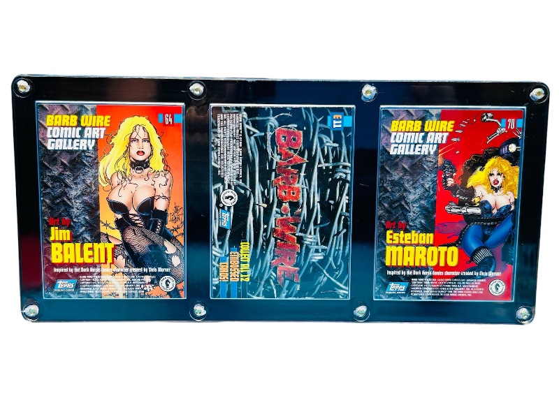 Photo 2 of 811422…3 Pam Anderson Barb Wire cards in display case