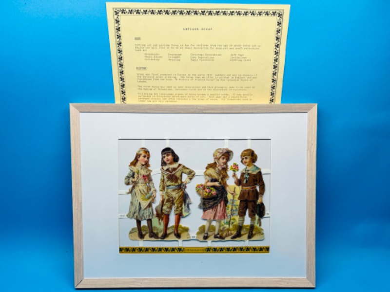 Photo 1 of 811425…framed English antique scrap reproduction 17 x 13”