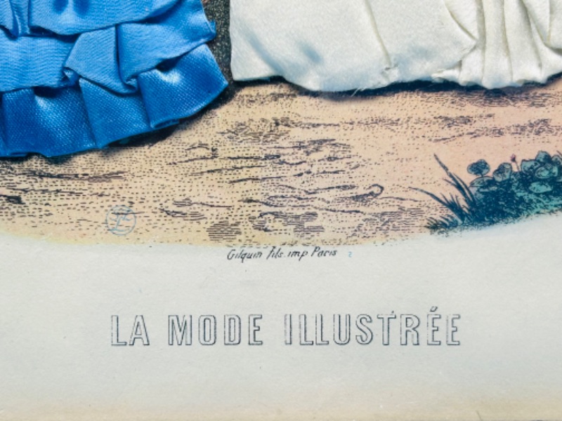 Photo 2 of 811426…vintage La Mode Illustree 3-D fabric embellished art 10 x 12”