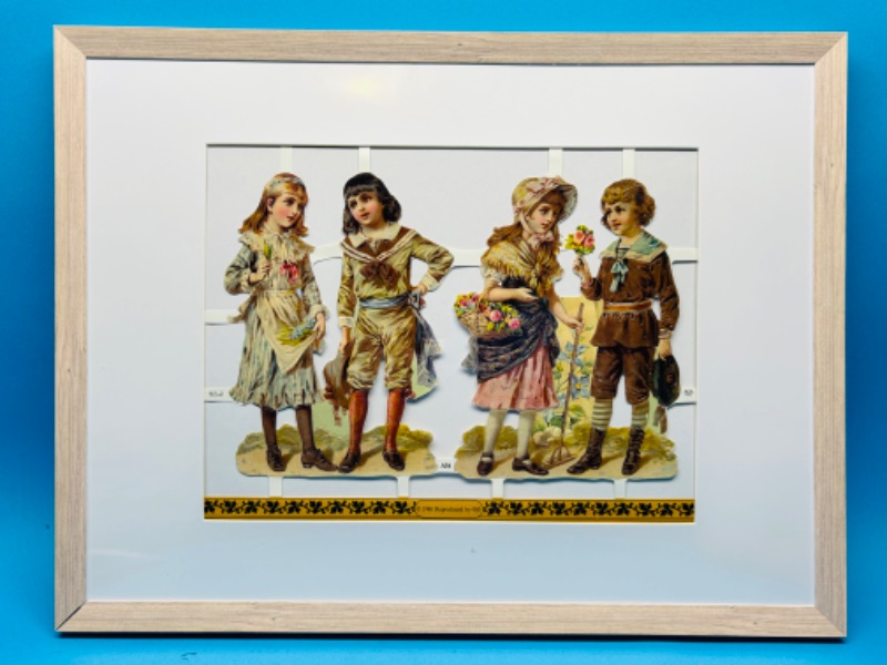 Photo 1 of 811428… framed English antique scrap reproduction 17 x 13”