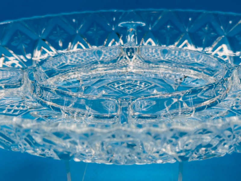 Photo 3 of 811434…12” vintage cut crystal serving dish marked France 