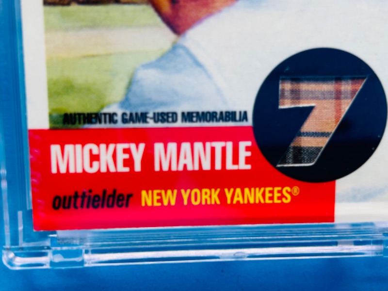 Photo 3 of 811440…topps 2007 Mickey Mantle card MMR-53 used jersey reprint of 1953 in hard plastic case -game jersey 