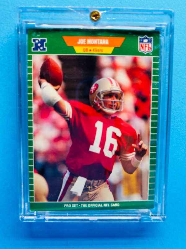 Photo 1 of 811442…NFL Pro Set Joe Montana card 381 in hard plastic case