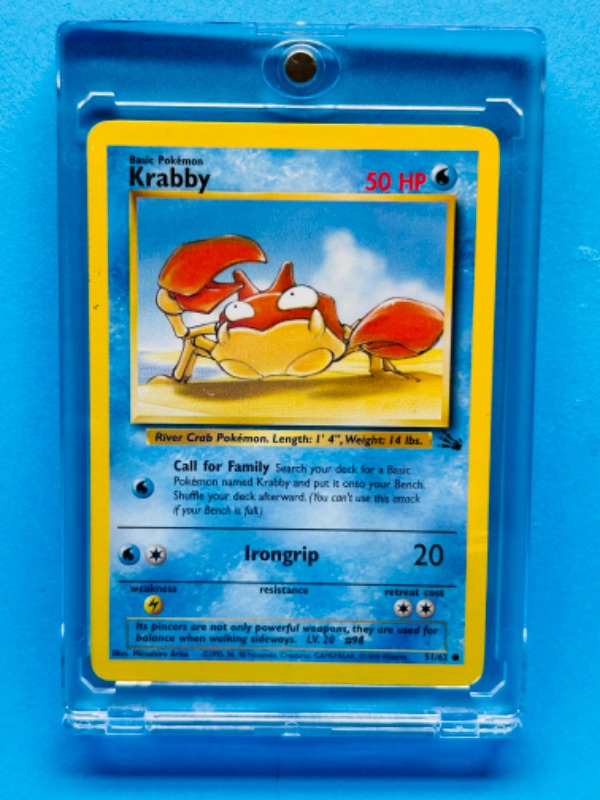 Photo 1 of 811453…Pokémon Krabby card 51/62 in hard plastic case