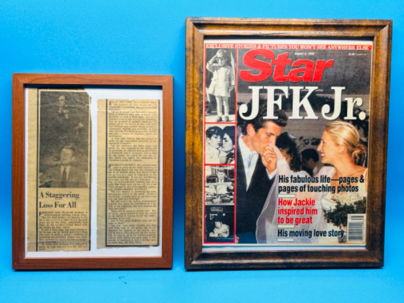 Photo 1 of 811454…framed vintage Star tabloid JFK Jr. and President Kennedy newspaper cutout memorabilia 