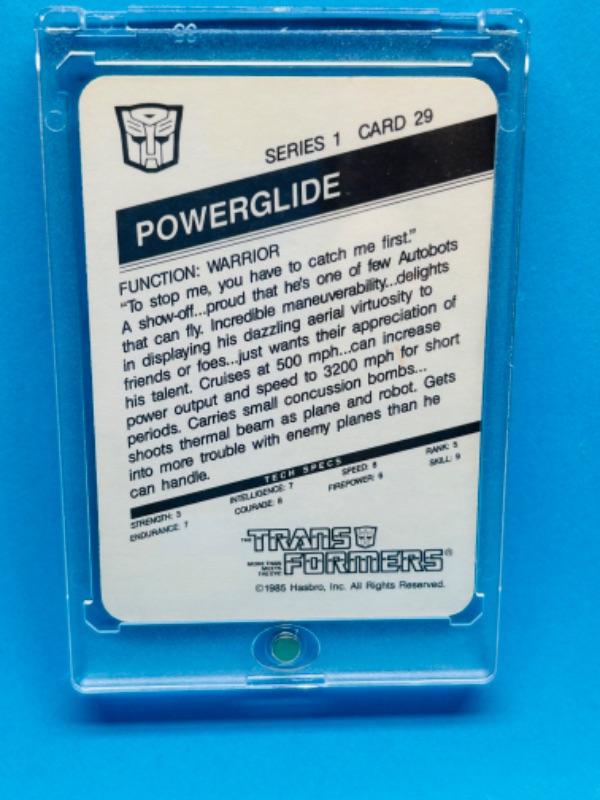 Photo 2 of 811459… vintage 1985 transformers series 1 card 29 in hard plastic case 