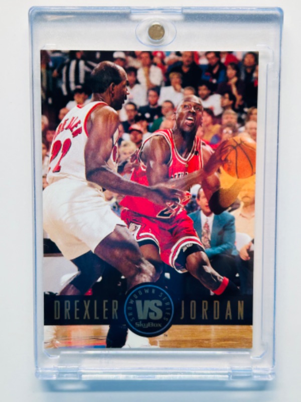 Photo 1 of 811485…skybox Michael Jordan VS. Drexler card in hard plastic case 