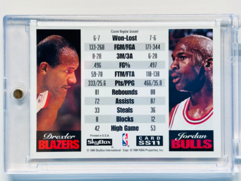 Photo 2 of 811485…skybox Michael Jordan VS. Drexler card in hard plastic case 