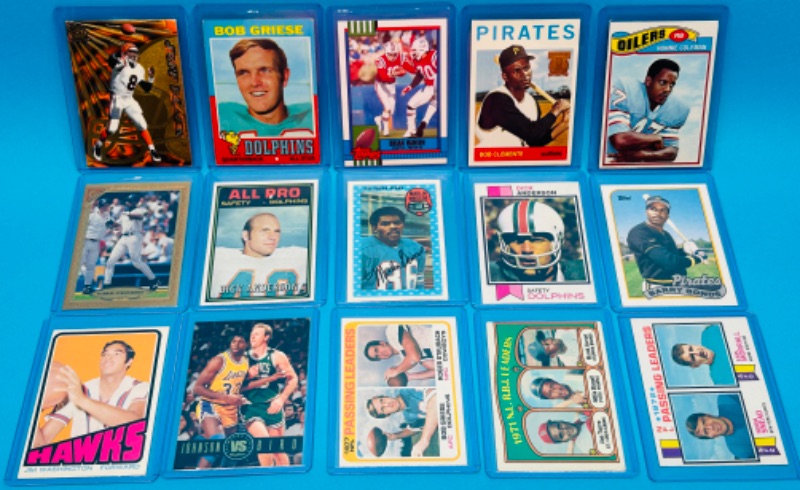 Photo 1 of 811489…15 collectible sports cards in hard plastic sleeves 