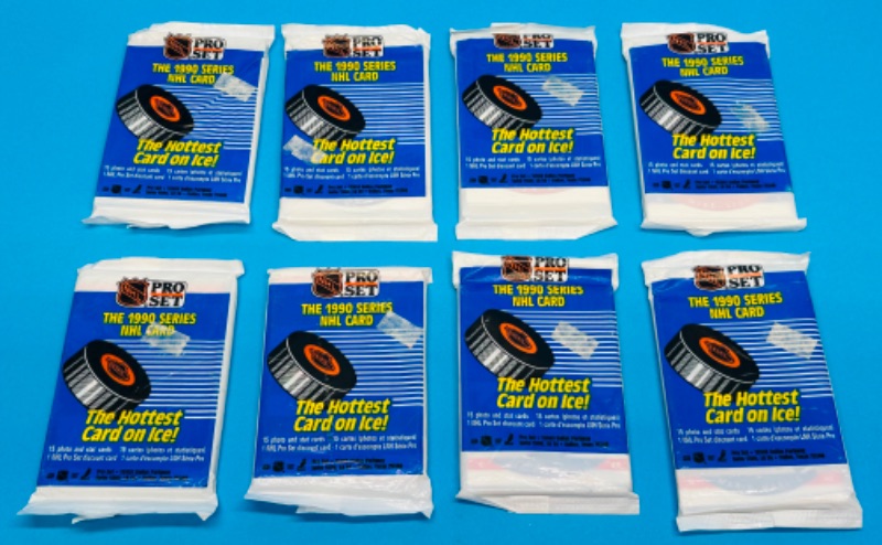 Photo 1 of 811505…8 sealed 1990 series hockey card packs 15 cards per pack