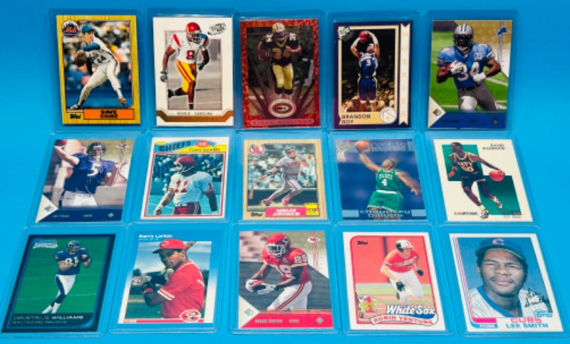 Photo 1 of 811511…15 Rookie sports cards in hard plastic sleeves 