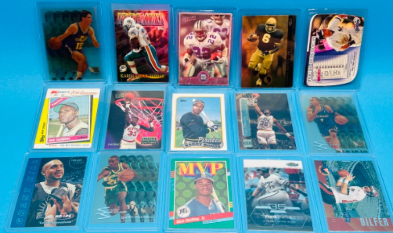 Photo 1 of 811515…15 collectible sports cards in hard plastic sleeves 