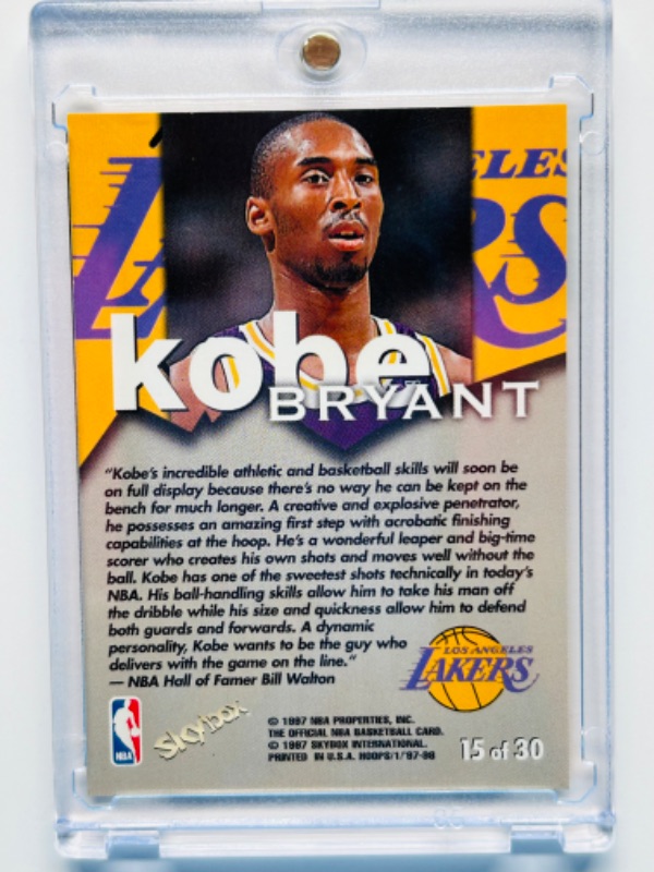 Photo 2 of 811535…NBA Hoops Kobe Bryant foil card 15  in hard plastic case 