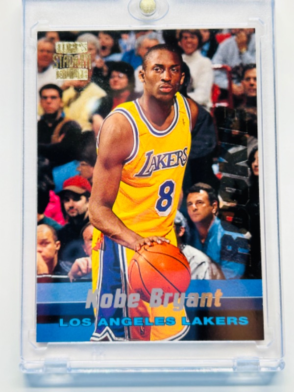 Photo 1 of 811537…Rookie Kobe Bryant Topps stadium club card R12  in hard plastic case 