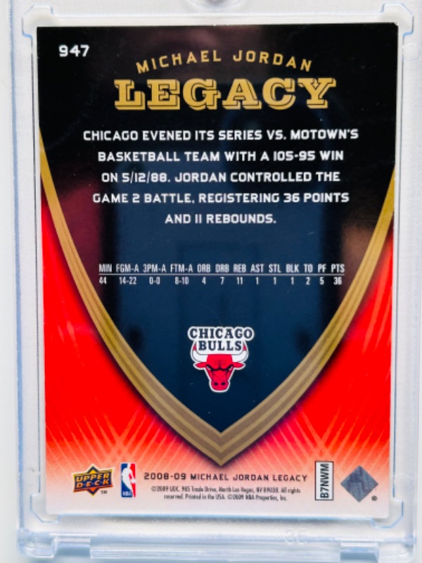 Photo 2 of 811540…upper deck Michael Jordan legacy card 947 in hard plastic case