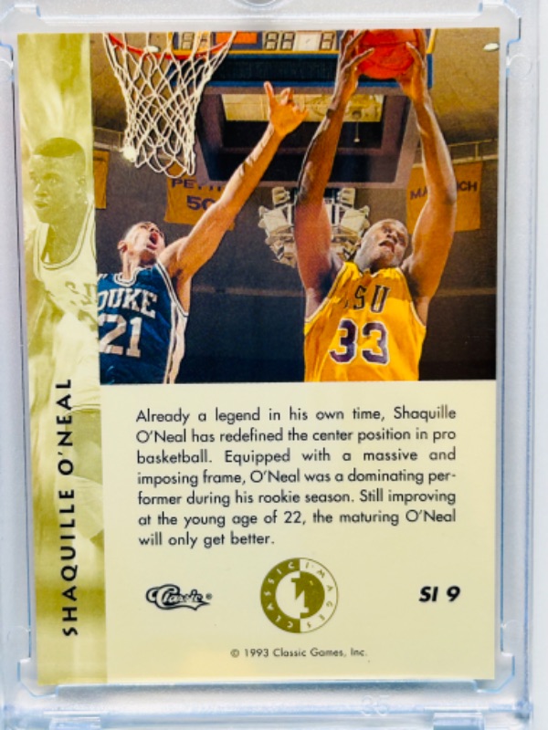 Photo 2 of 811548…classic images Shaquille O’Neal chrome card SI9 in hard plastic case