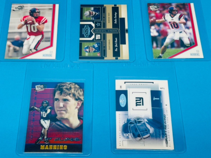 Photo 1 of 811573…5 Rookie Eli Manning cards in hard plastic sleeves 