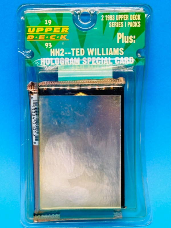 Photo 2 of 811591… sealed 1993 Upper Deck packs and Ted Williams hologram card in package 