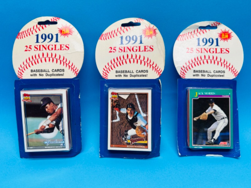 Photo 1 of 811592…3 sealed 1991 baseball card packs- packages may be bent