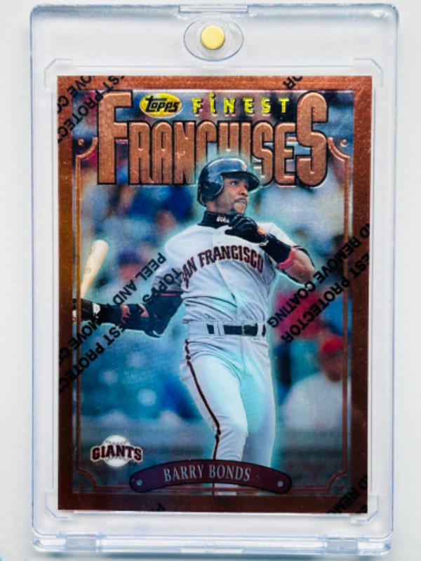 Photo 1 of 811596…topps finest franchises chrome Barry Bonds card in hard plastic case