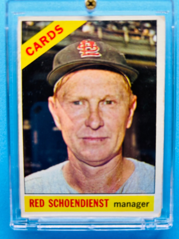 Photo 1 of 811599…vintage 1966 Red Schoendienst card 76 in hard plastic case