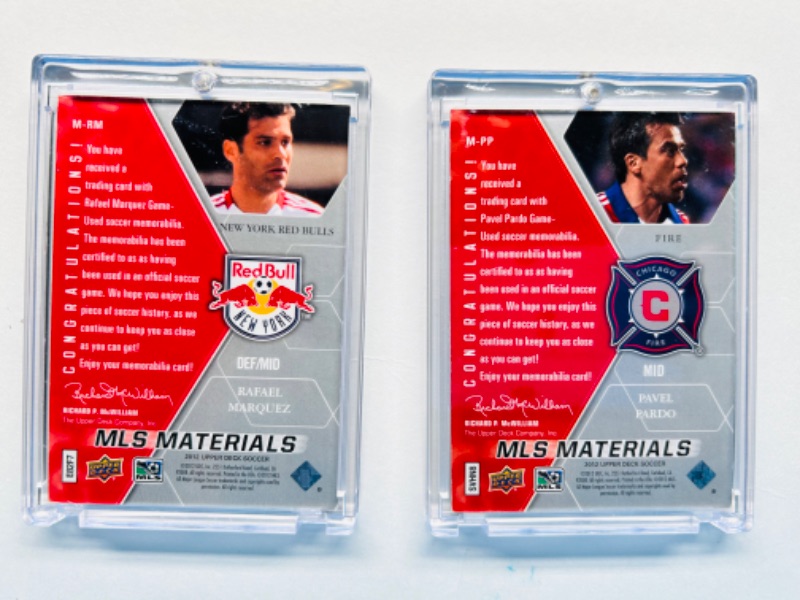 Photo 2 of 811600…2 soccer game used relic cards in hard plastic cases 