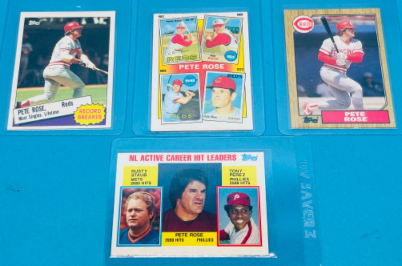 Photo 1 of 811616…4 Pete Rose cards in plastic sleeves 