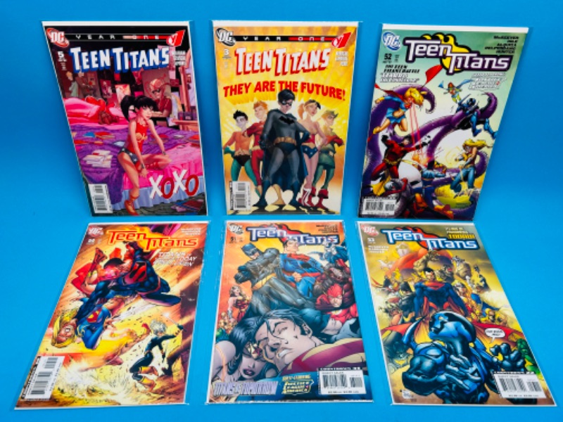 Photo 1 of 811637…6 teen titans  comics in plastic sleeves 