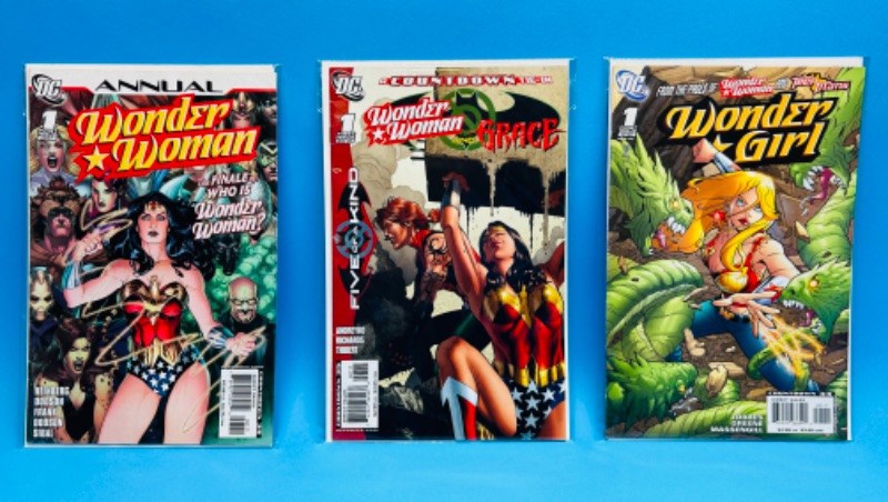 Photo 1 of 811654…3 Wonder Woman/Girl #1  comics in plastic sleeves 