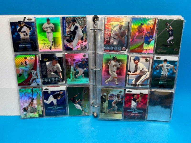 Photo 5 of 811659…252 mixed baseball refractor, chrom, foil and holo cards in binder. All pages photoed