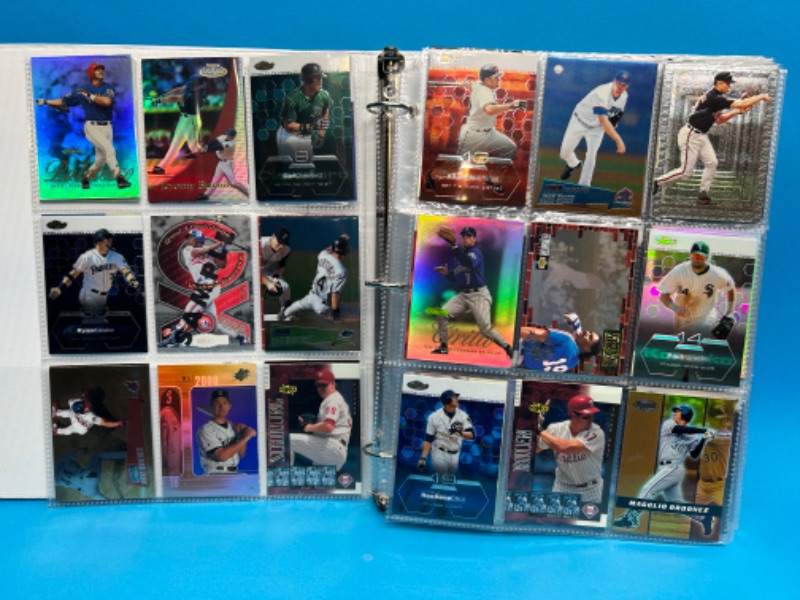 Photo 1 of 811659…252 mixed baseball refractor, chrom, foil and holo cards in binder. All pages photoed